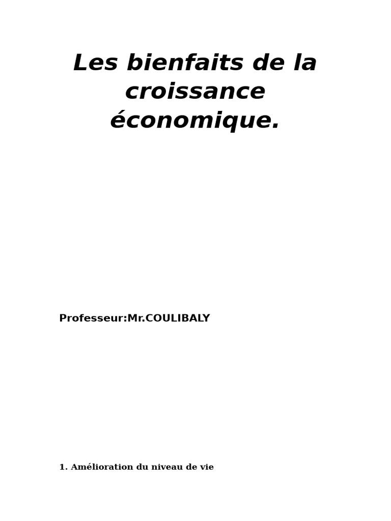 Bienfaits de la croissance économique | PDF | Croissance économique ...