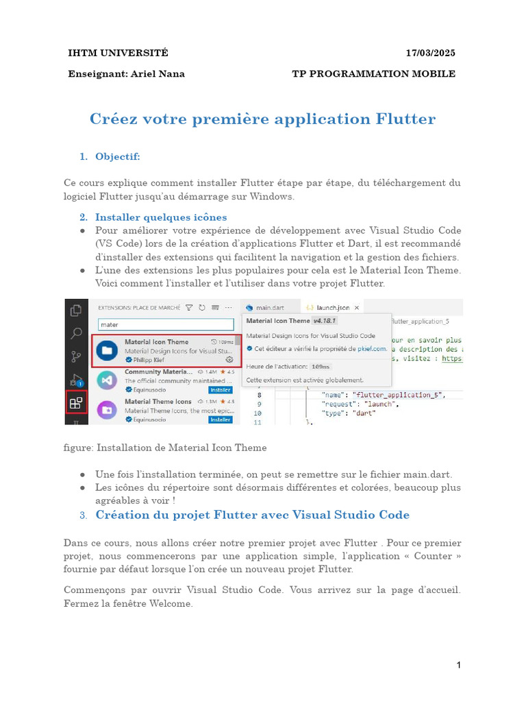 Créer un projet Flutter avec VS Code | PDF | Informatique ...
