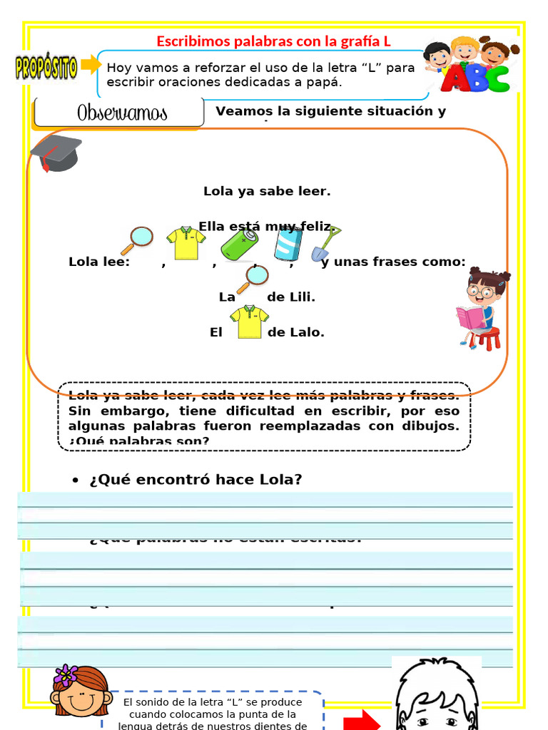 Cuento y actividades con la letra L | PDF | Escritura | Lingüística