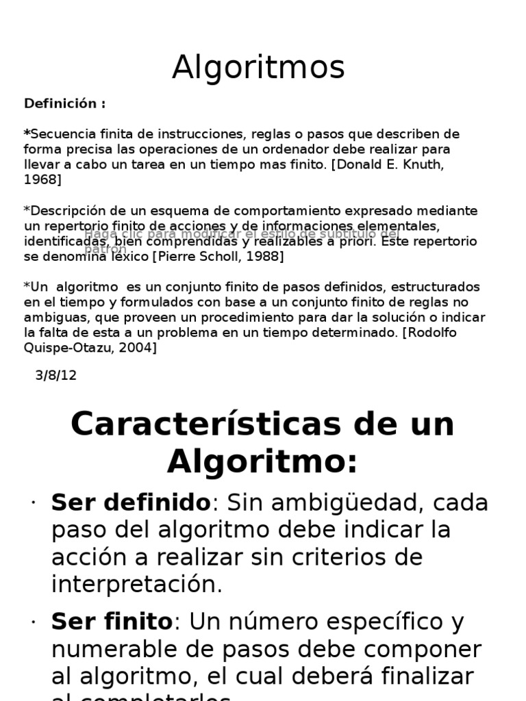 Definición y Ejemplos de Algoritmos | PDF | Algoritmos | Informática ...