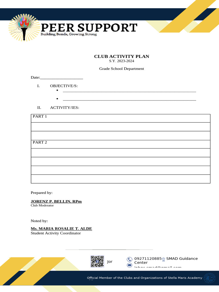PS Club Activity Plan | PDF