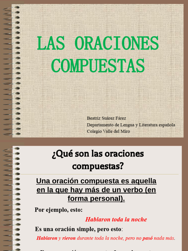 Tipos de Oraciones Compuestas | PDF | Oración (Lingüística) | Sintaxis