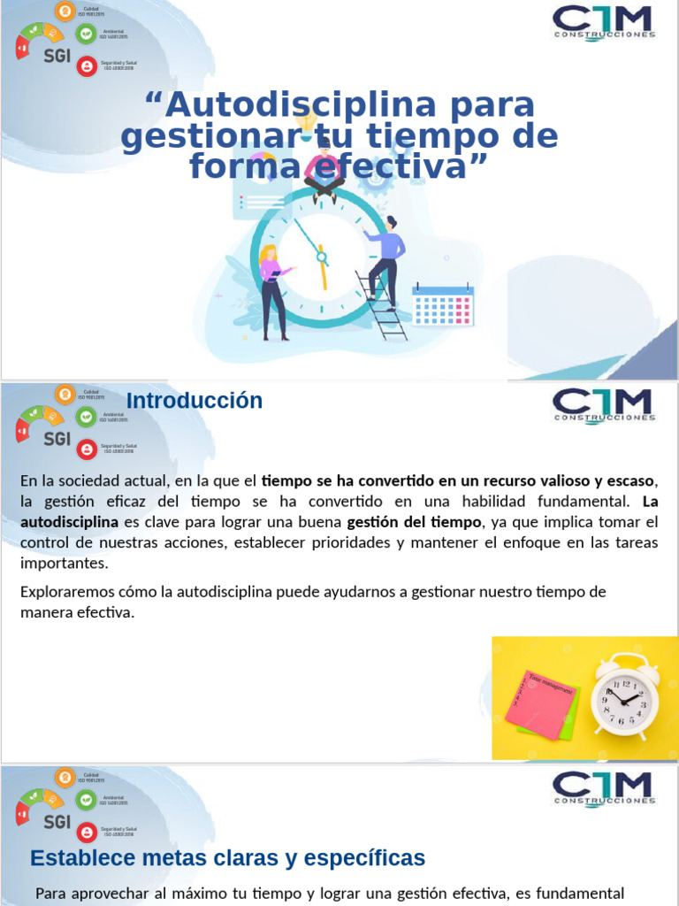 Autodisciplina en la gestión del tiempo | PDF | Gestión del tiempo ...