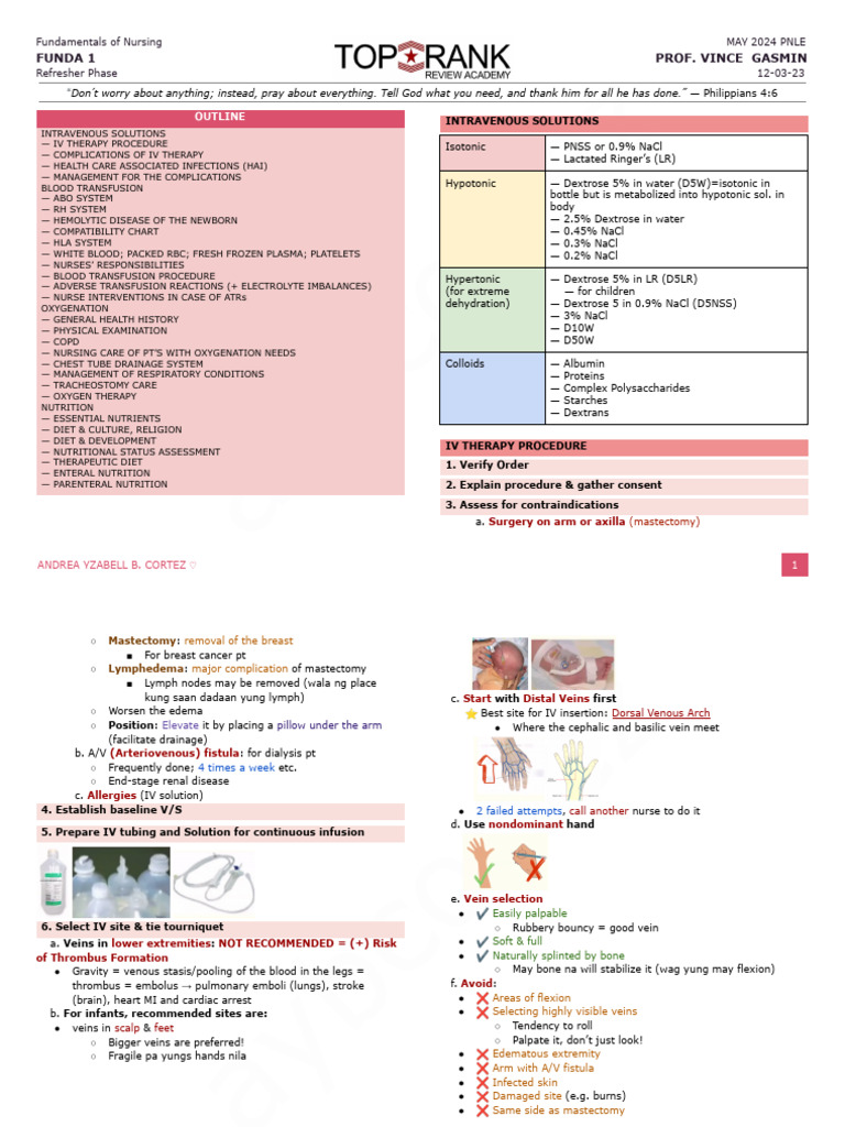 IV Therapy and Blood Transfusion Guide | PDF | Intravenous Therapy ...