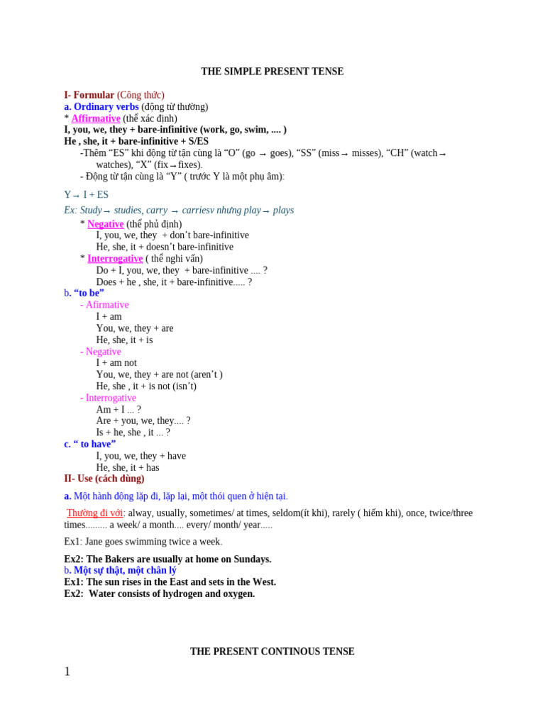 Basic Tenses 1 | PDF