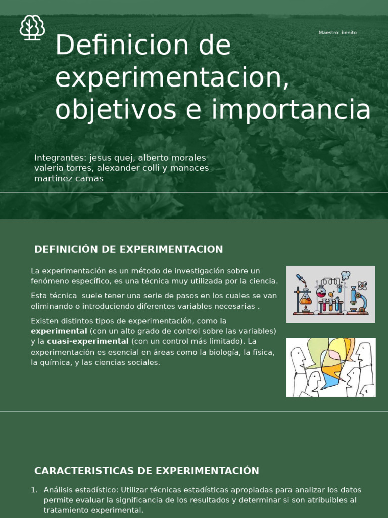 Definición y Objetivos de Experimentación | PDF | Experimentar | Diseño