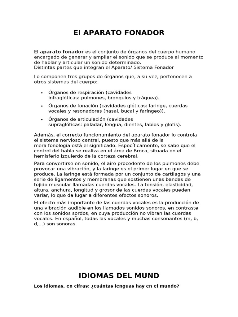 Estructura y Función del Aparato Fonador | PDF | Lingüística | Voz humana