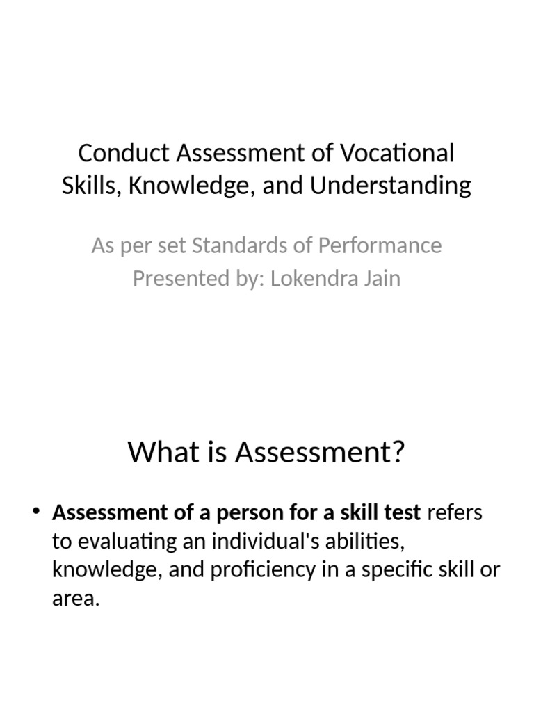 Vocational Skills Assessment Guide | PDF