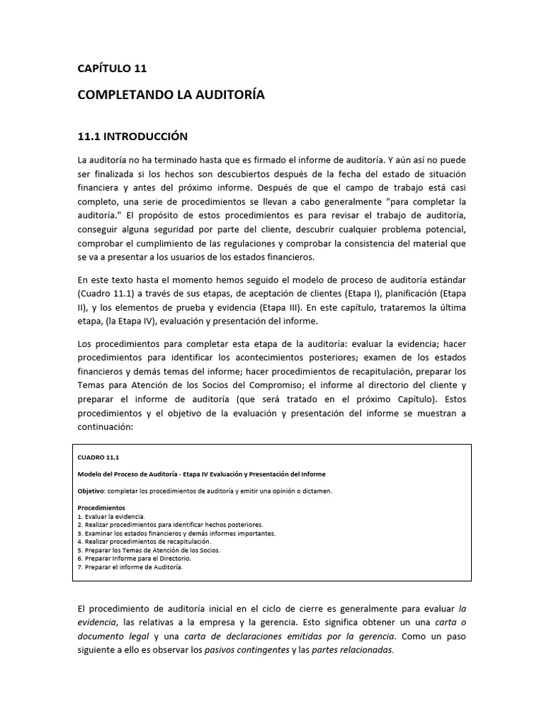 CAPÍTULO-11 Completando La Auditora | PDF | Auditoría | Contralor