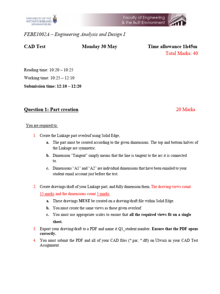 CAD Test Instructions and Guidelines | PDF | Computer Aided Design