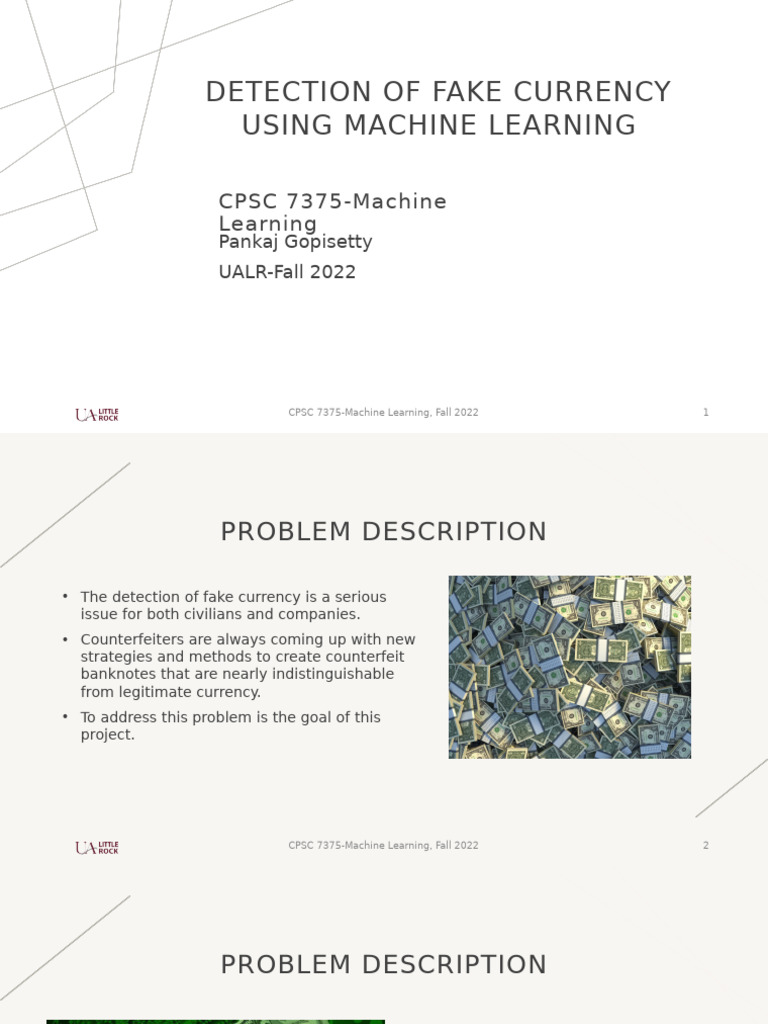 Fake Currency Detection with ML | PDF | Machine Learning | Artificial ...