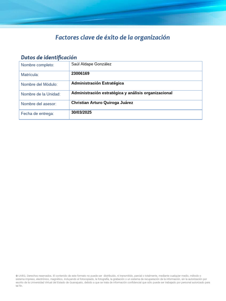 Claves del Éxito Organizacional | PDF | Información | Análisis FODA