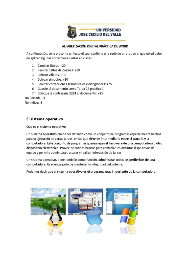 Practica 1 Word | PDF | Sistema operativo | Hardware de la computadora