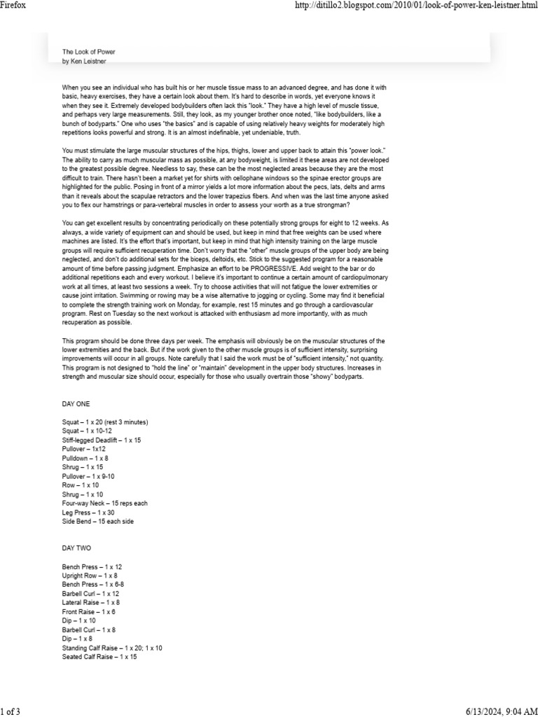 Ken Leistner's Power Training Program | PDF | Strength Training ...