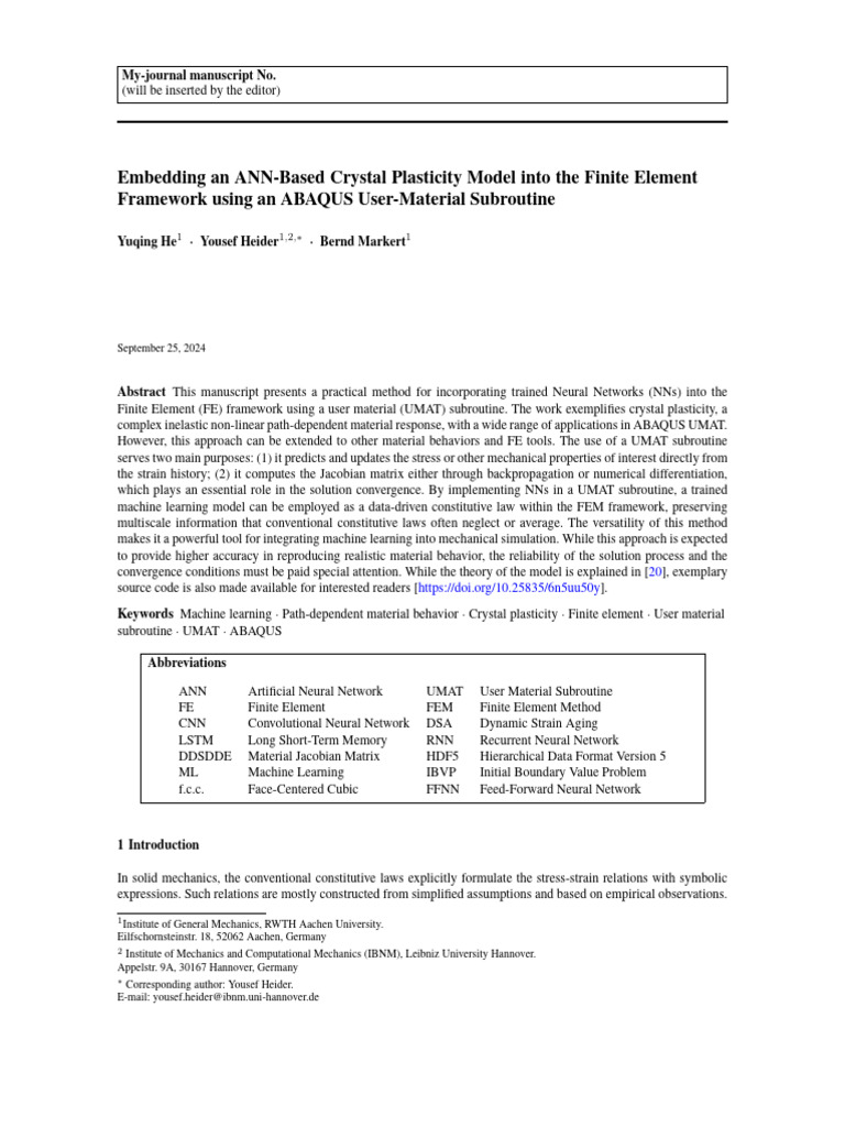 Yuqing Paper1 ML Crystalplas in Abaqus Umat-1 | PDF | Finite Element ...