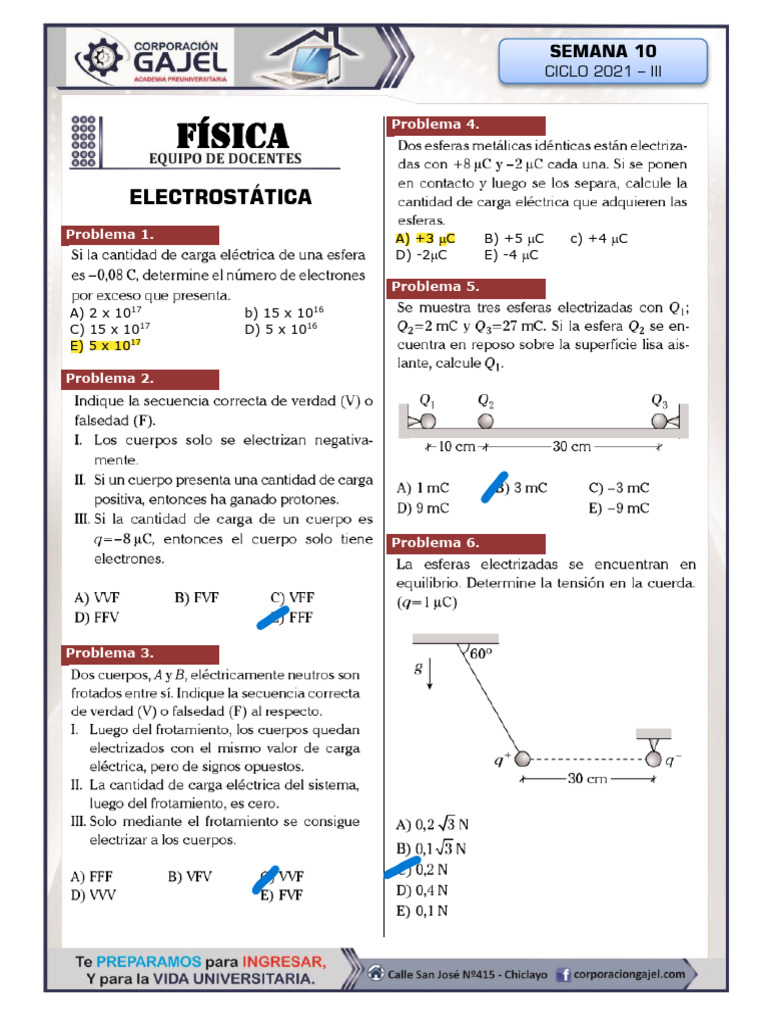 Questões de Eletrostática - Semana 10 | PDF