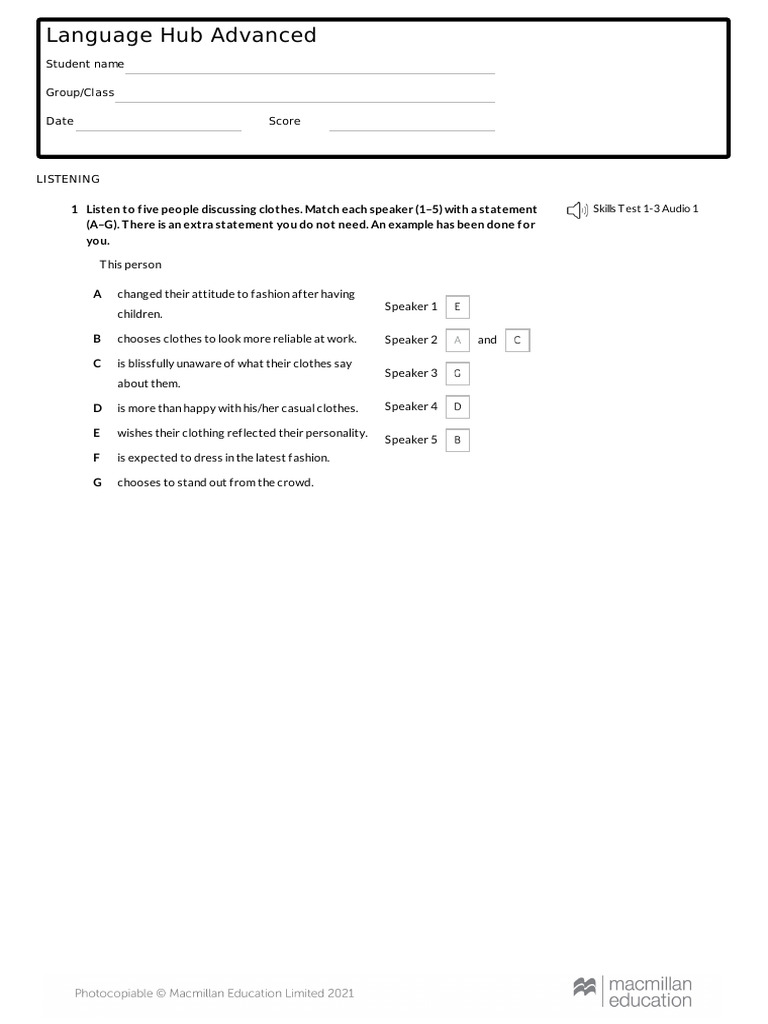 Listening Skills Test: Fashion & Predictions | PDF | Clothing