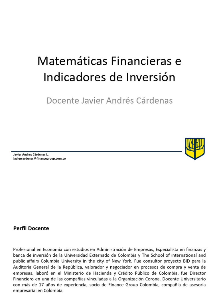 Matemáticas Financieras y Decisiones Inversoras | PDF | Interés ...