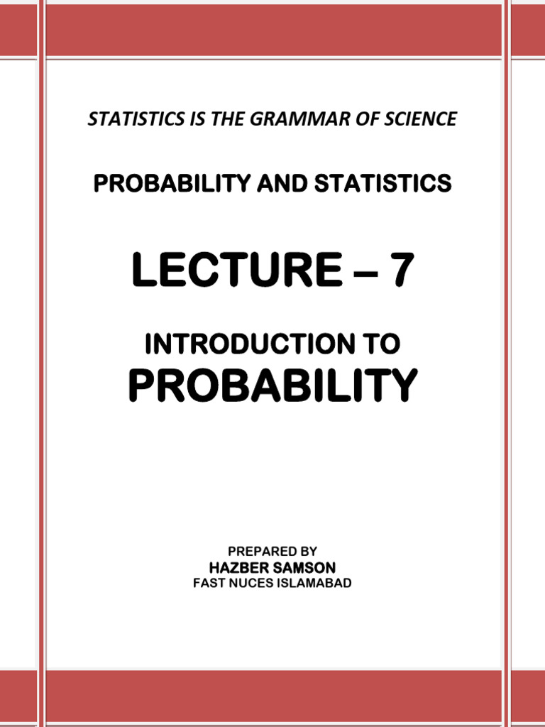 Lecture-7 Basic Probability Lecture | PDF | Probability | Numbers