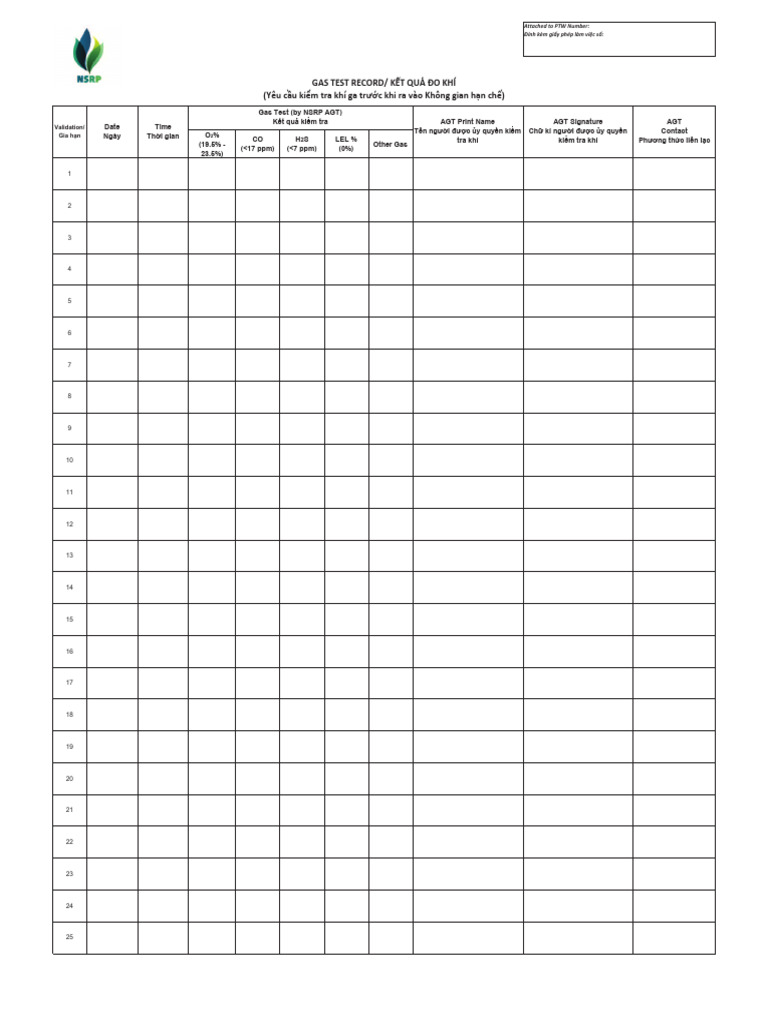 Log Sheet For CSE - Gas Test | PDF