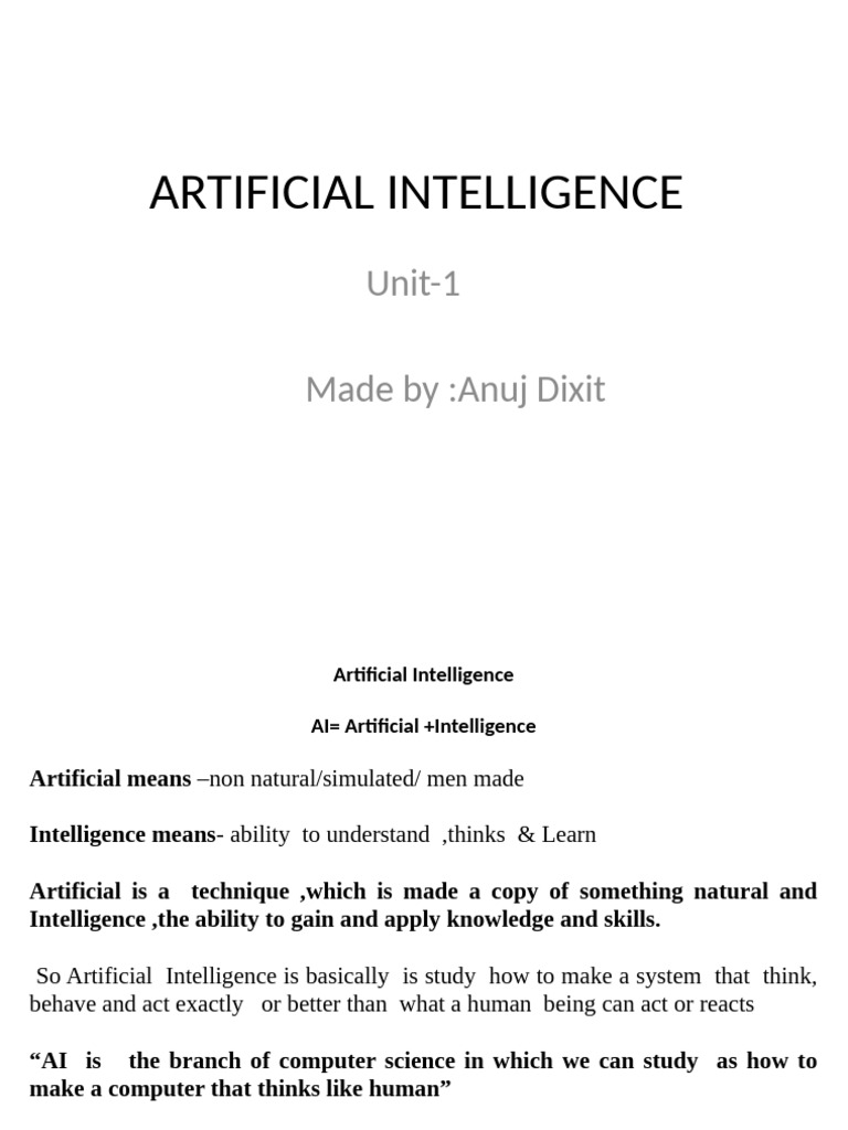 Ist Unit | PDF | Machine Learning | Artificial Intelligence