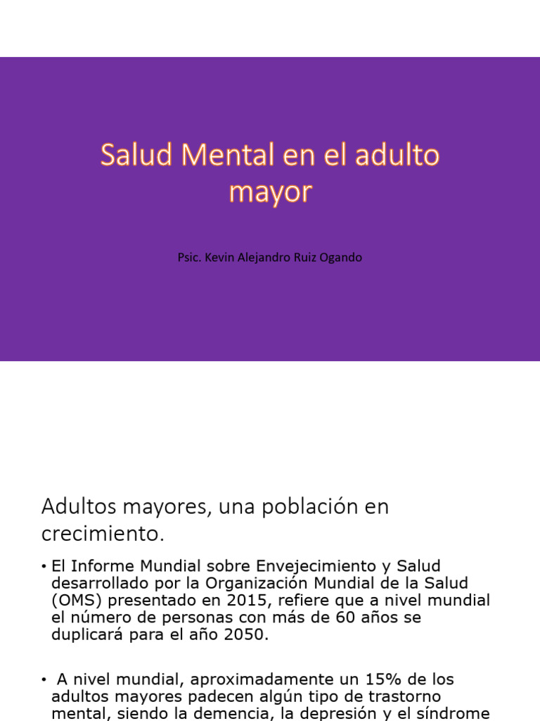 Salud Mental en Adultos Mayores | PDF | Salud mental | Vejez