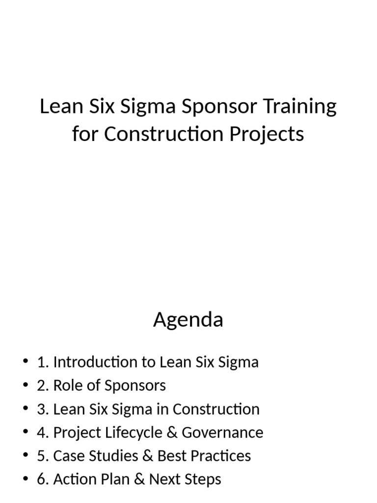 Lean Six Sigma Sponsor Training | PDF