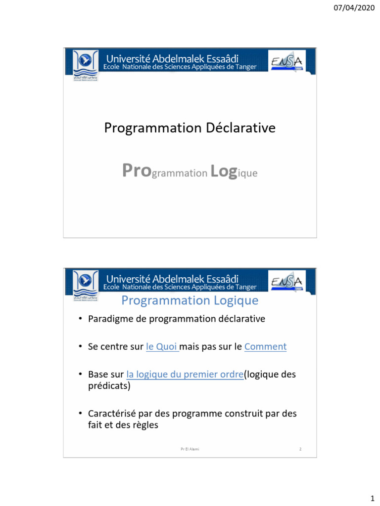 Programmation Logique et Déclarative | PDF | Logique mathématique ...