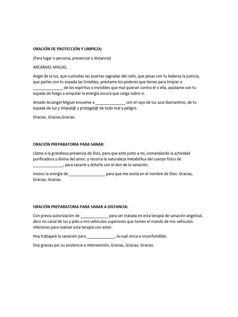 Oraciones de Protección y Sanación Angelical | PDF