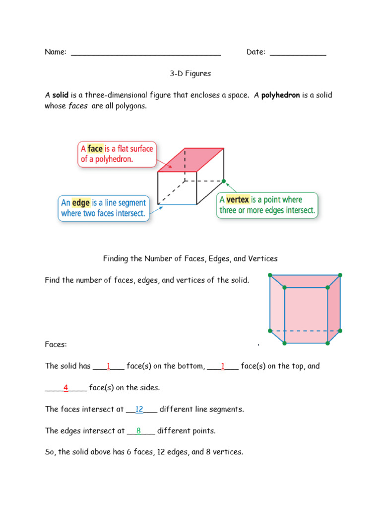 3D Figures: Faces, Edges, Vertices Guide | PDF