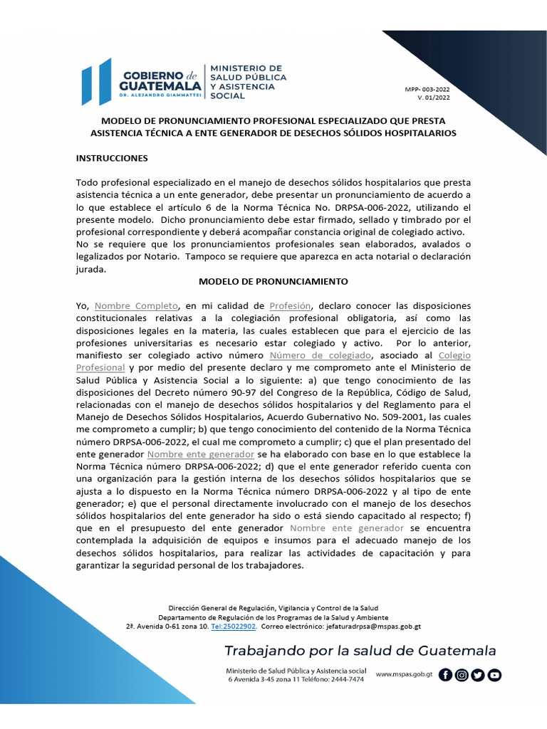 Modelo Profesional 006 2022 MPP 003 2022 | PDF | Gobierno