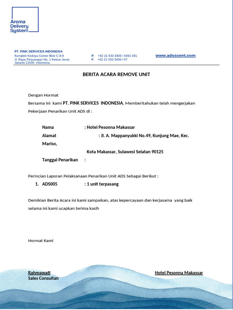 BERITA ACARA REMOVE UNIT 005 PESONNA | PDF