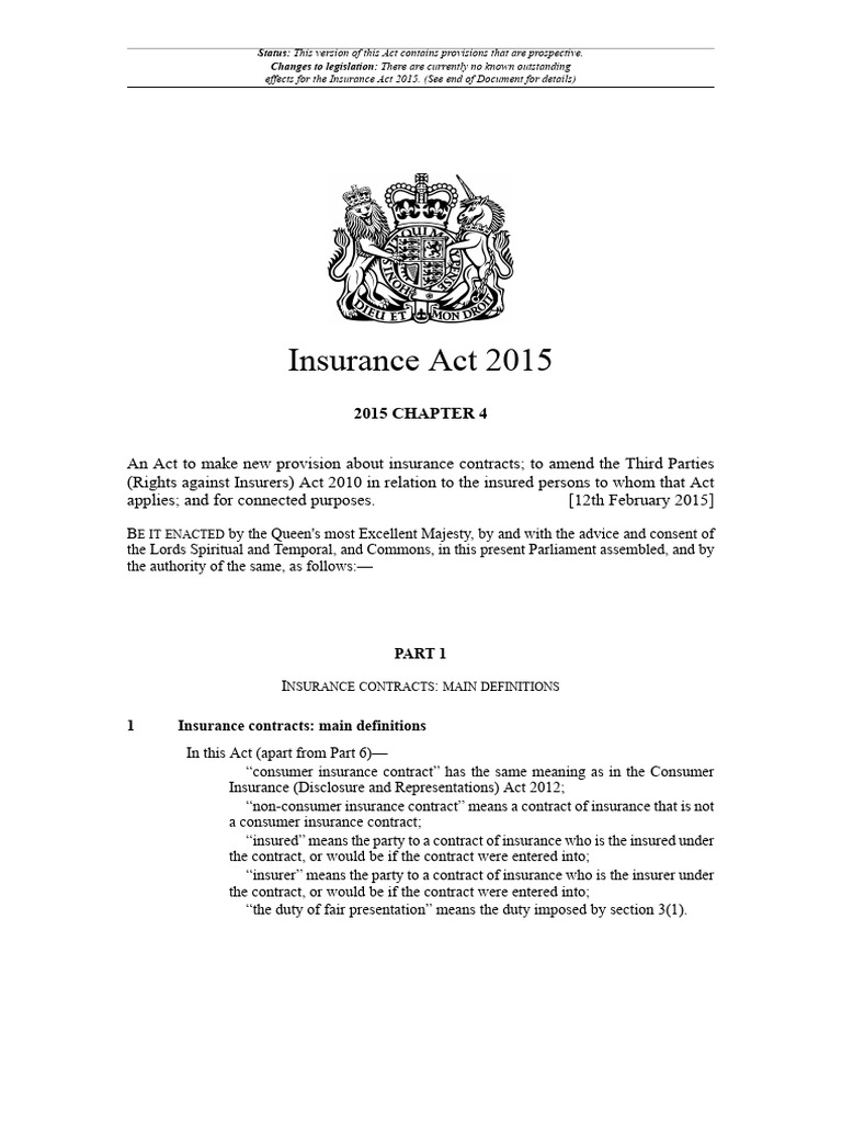 Overview of the Insurance Act 2015 | PDF | Breach Of Contract | Insurance