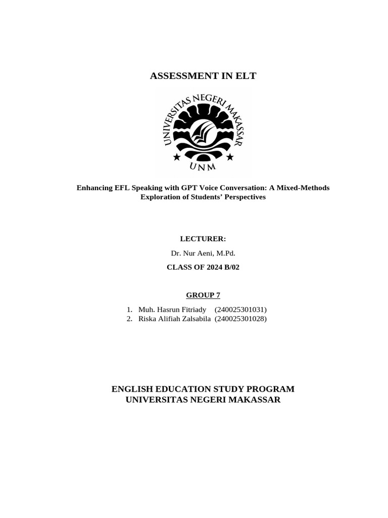 Enhancing EFL Speaking with GPT Voice | PDF | English As A Second Or ...