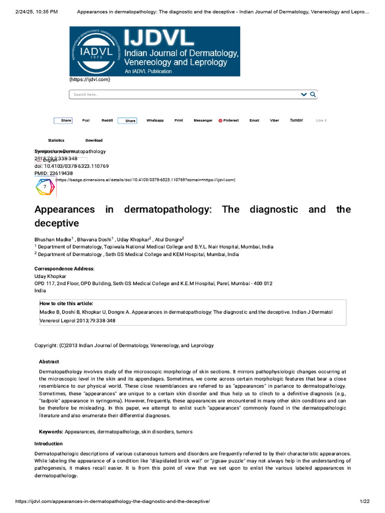 Appearances in Dermatopathology - The Diagnostic and The Deceptive ...