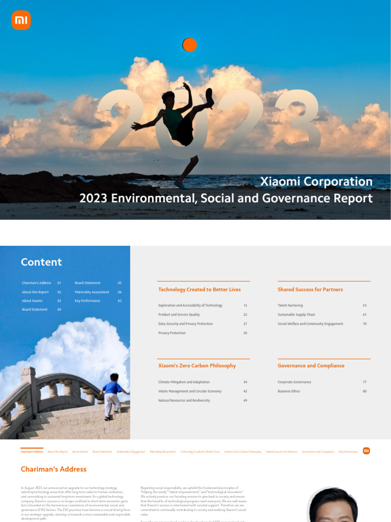 Xiaomi 2023 ESG Report Overview | PDF | Sustainability | Governance