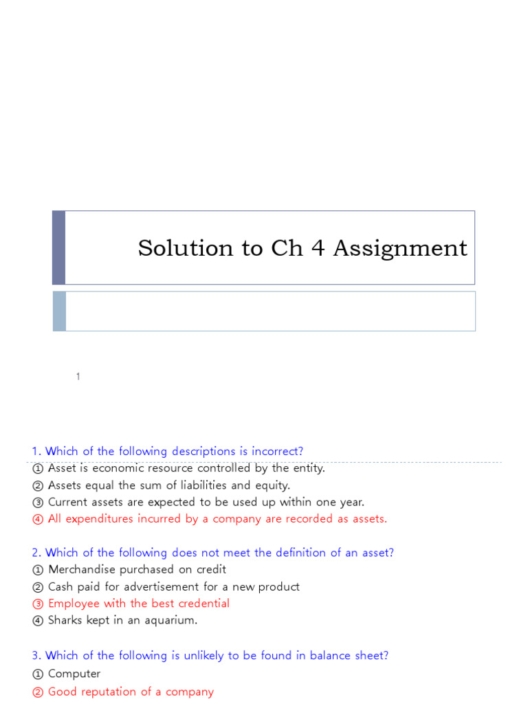 Solution To CH 4 Assignment | PDF | Expense | Equity (Finance)