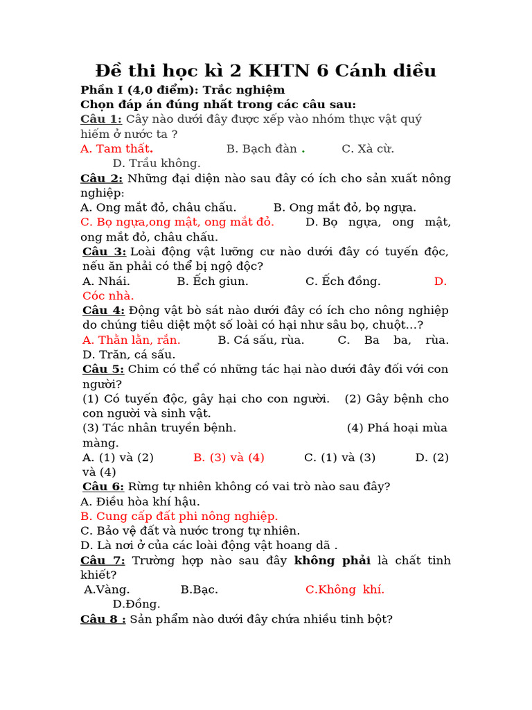 De Thi Hoc Ki 2 KHTN 6 Canh Dieu de 3 | PDF