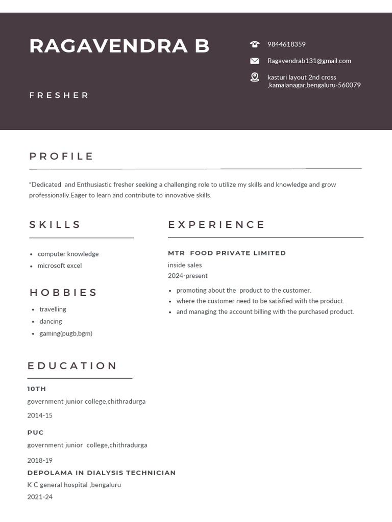 Raghu CV | PDF