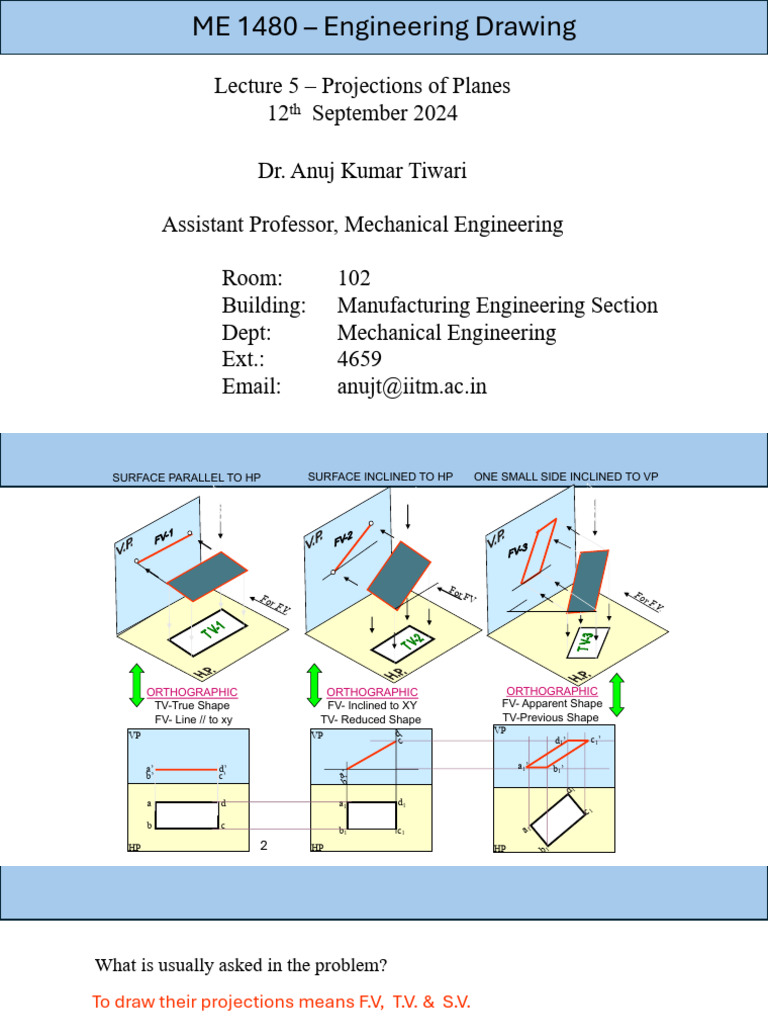 L5 Projections of Planes | PDF | Euclidean Plane Geometry | Geometric ...