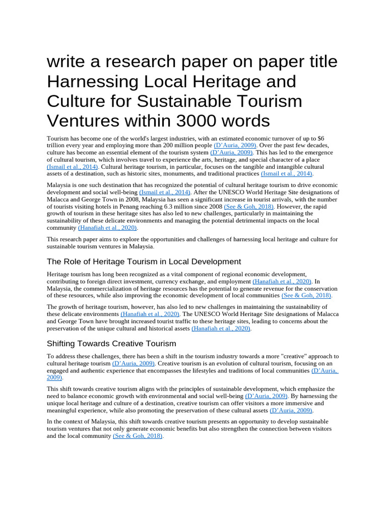 Sustainable Cultural Heritage Tourism in Malaysia | PDF | Tourism ...