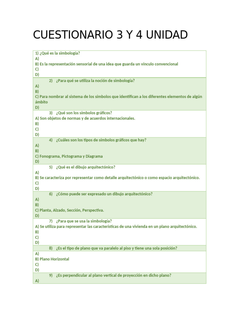 Cuestionario 3 y 4 Unidad | PDF
