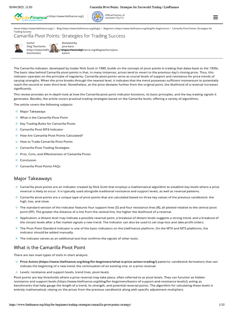 Camarilla Pivot Points Trading Guide | PDF | Day Trading | Contract For ...