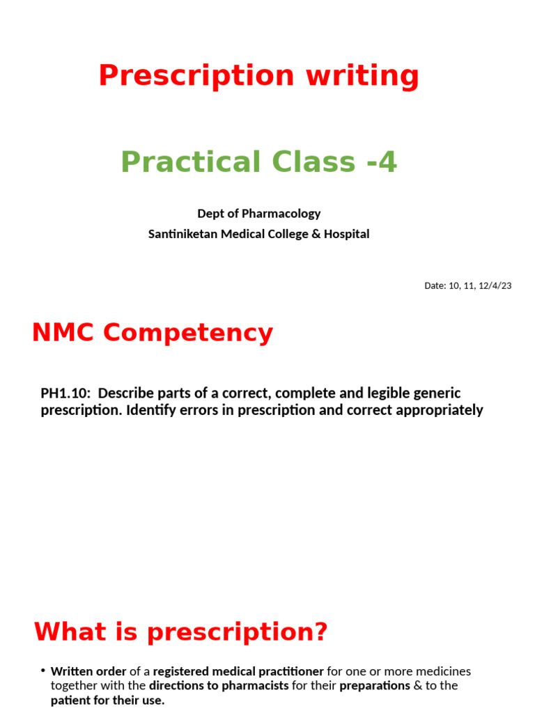 Essential Guide to Prescription Writing | PDF | Medical Prescription ...