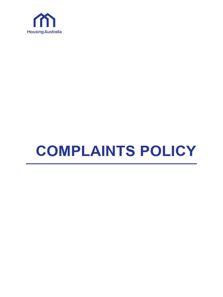 Housing Australia Complaints Policy | PDF | Privacy | Justice