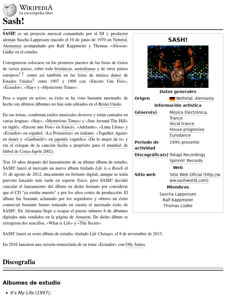 SASH!: Música Electrónica y Éxitos | PDF | Grabación de sonido | Música ...