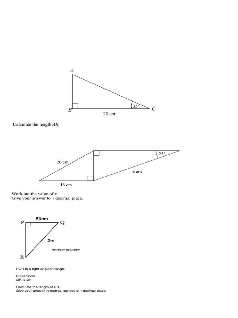 MYP 3 Trigonometry Practice Questions | PDF