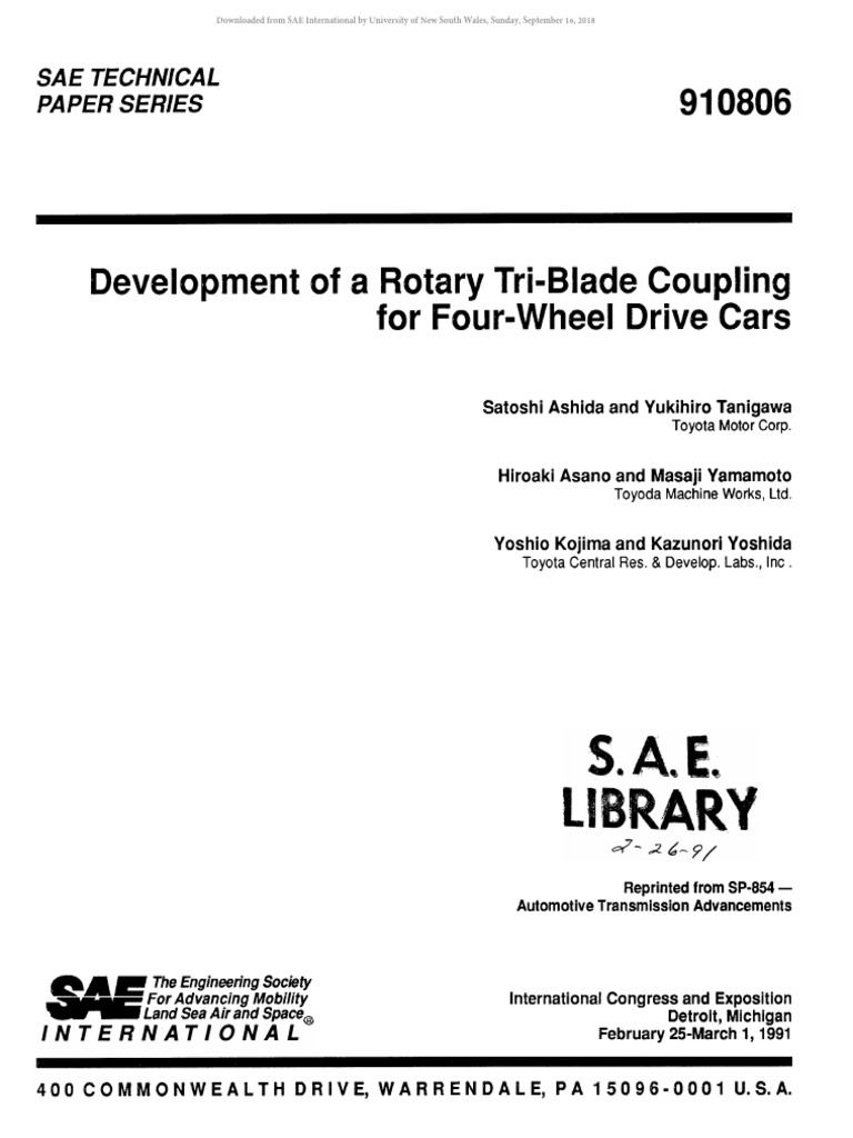 Development of A Rotary Tri-Blade Coupling For Four-Wheel Drive Cars ...