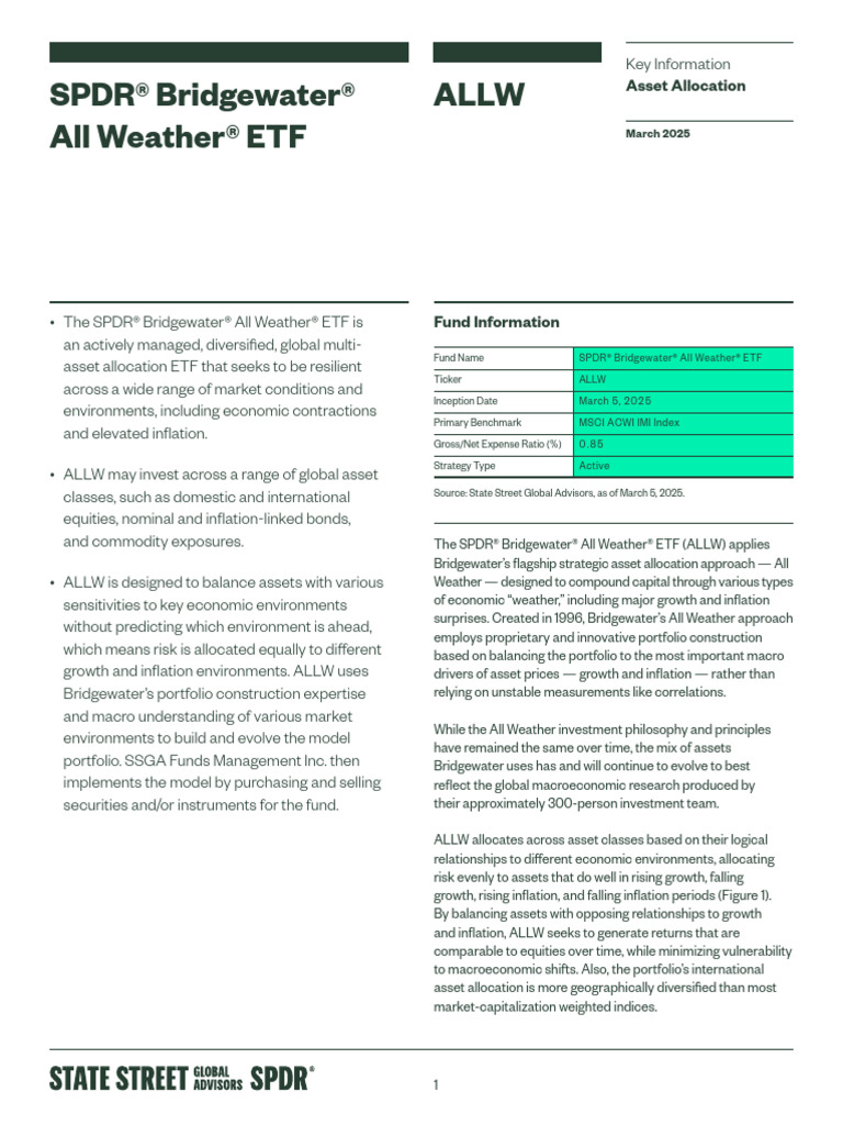SPDR Bridgewater All Weather ETF Overview | PDF | Exchange Traded Fund ...