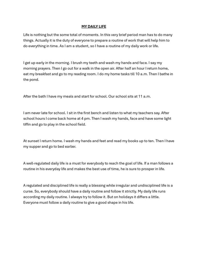My Daily Life Routine as a Student | PDF